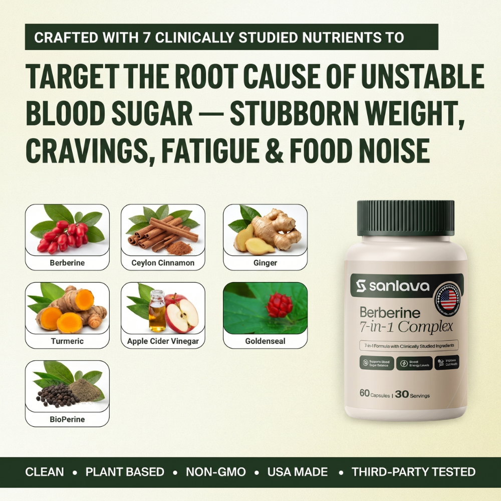 Sanlava Berberine 7-in-1 Complex | Natural Blood Sugar Support & Metabolic Reset